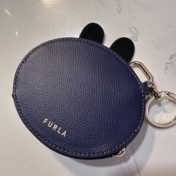 NWT! New Furla x LINE Friends leather Coin Case Charm -BROWN / CONY White Navy - Picture 10 of 13